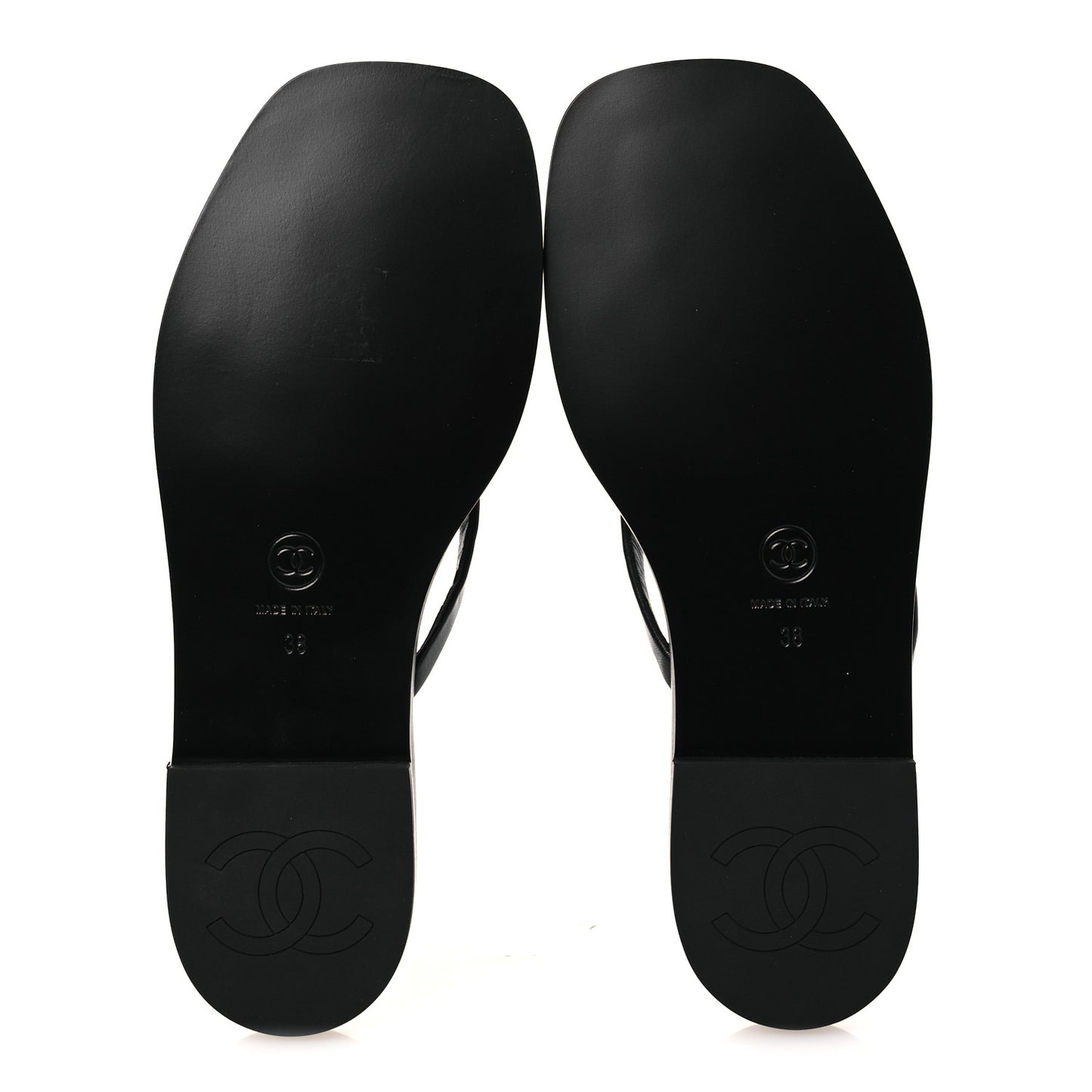 Goatskin CC Times Square Thong Sandals 38 Black