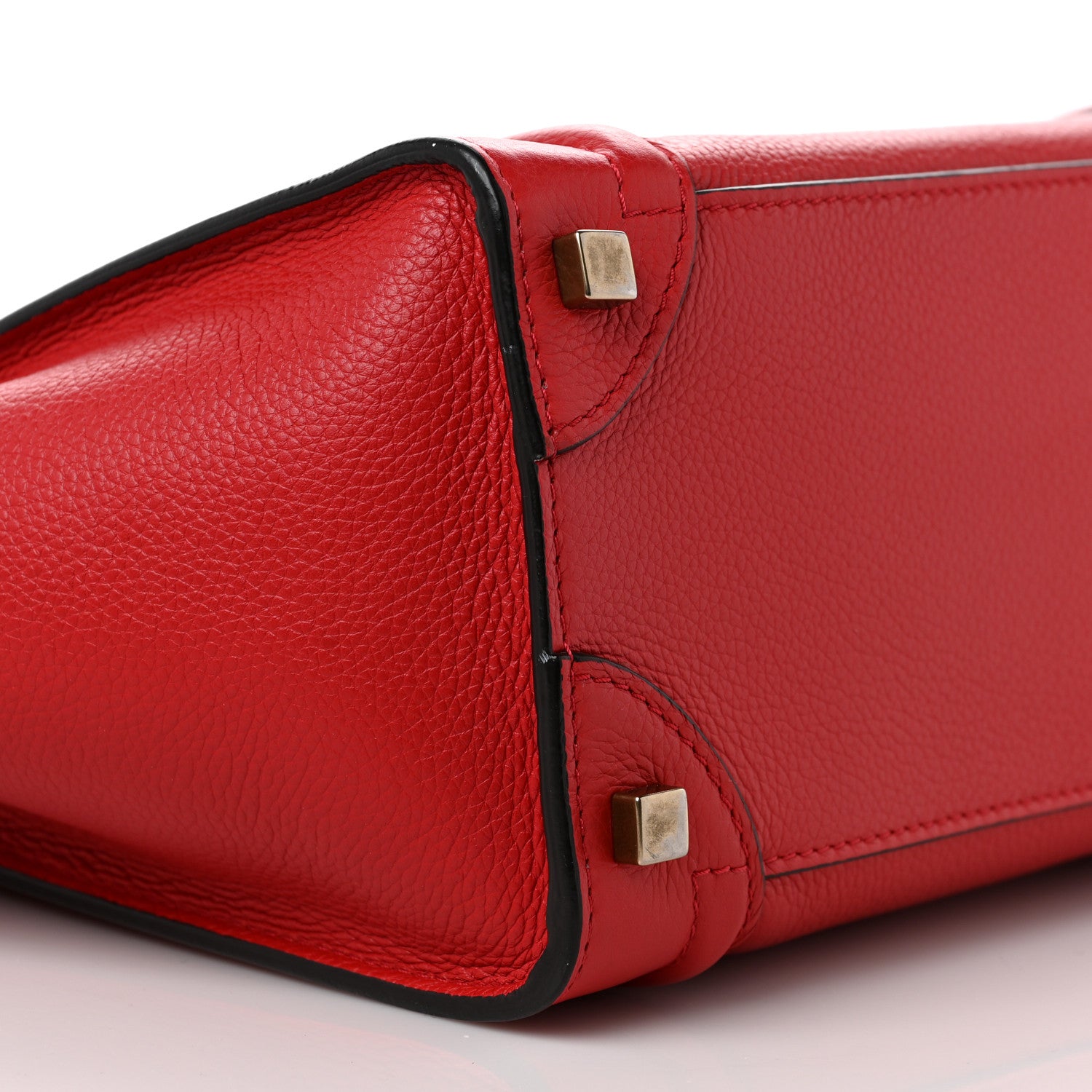 Celine Drummed Calfskin Micro Luggage Coquelicot 8 of 9