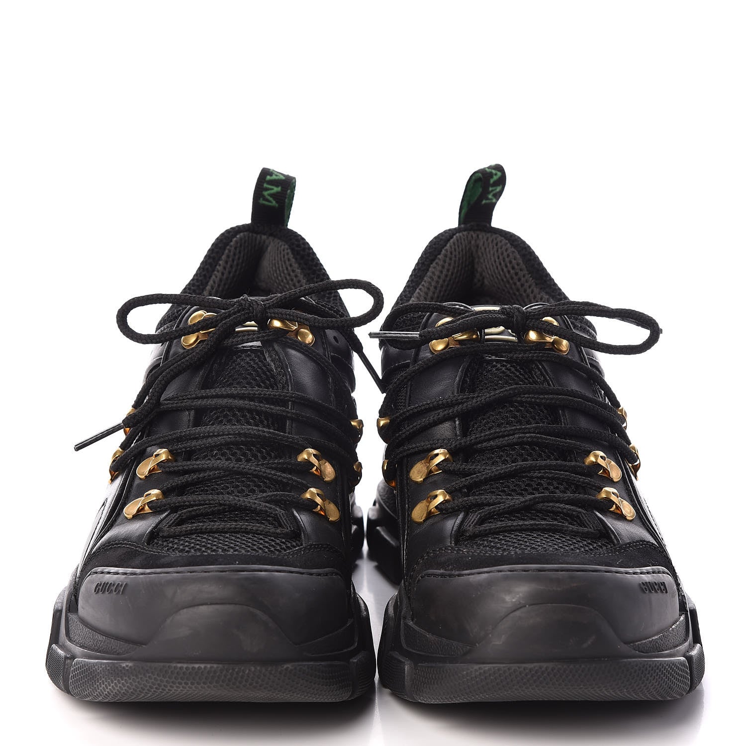 Gucci X SEGA Mesh Suede Calfskin Womens Flashtrek Sneakers 41 Black Silver 2 of 7