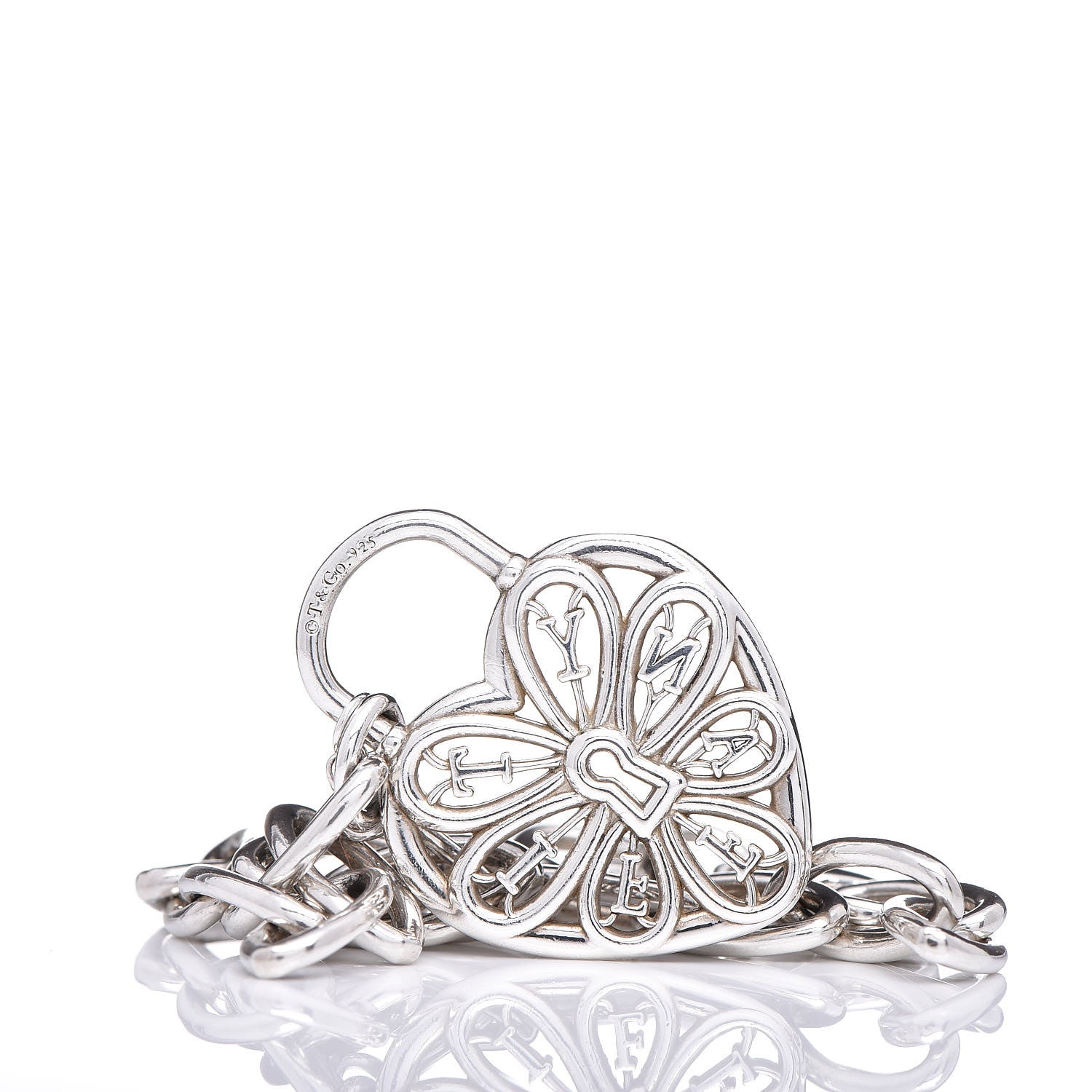 Tiffany Sterling Silver Filigree Heart Key Bracelet 4 of 5
