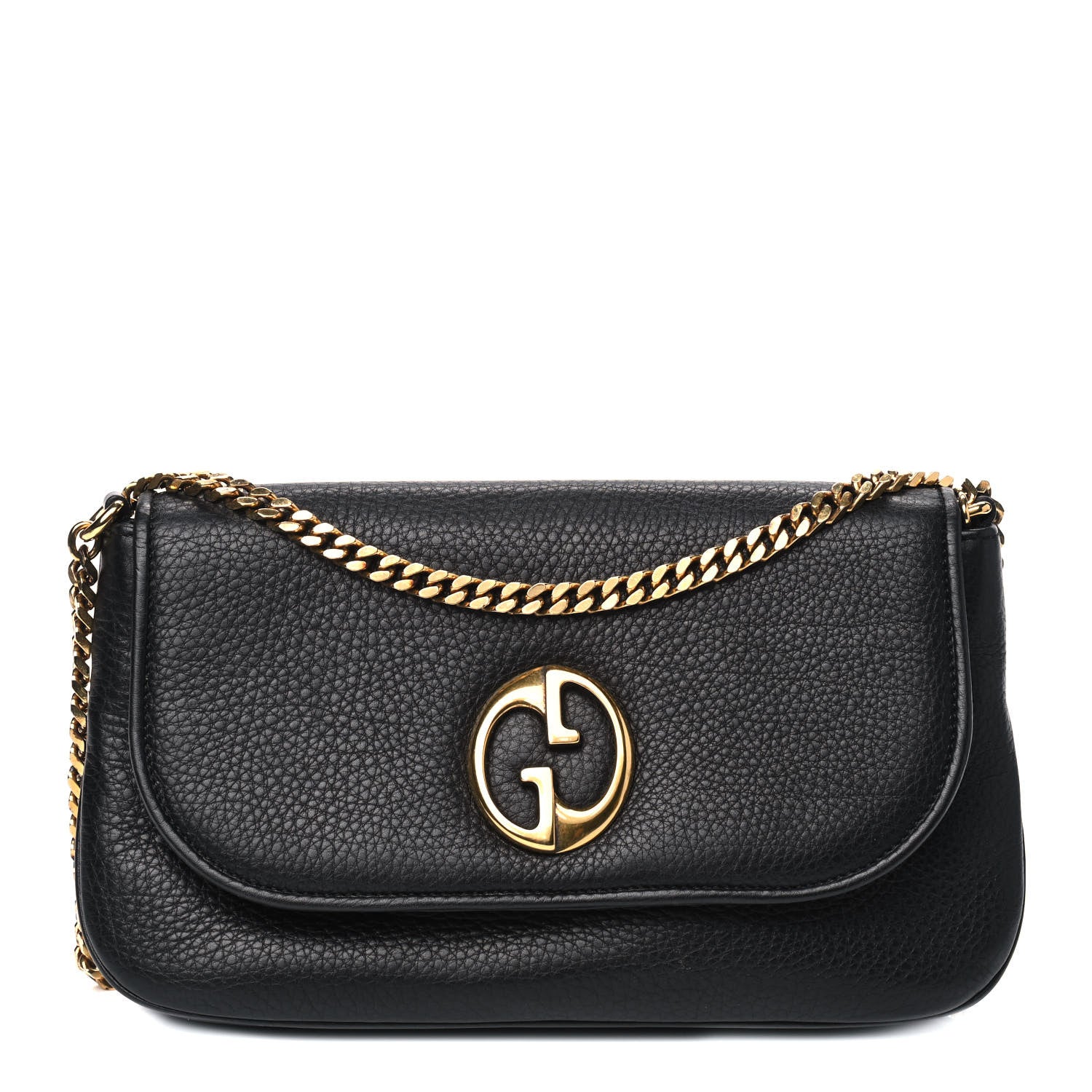 Gucci Calfskin Medium 1973 Chain Shoulder Bag Black 1 of 5