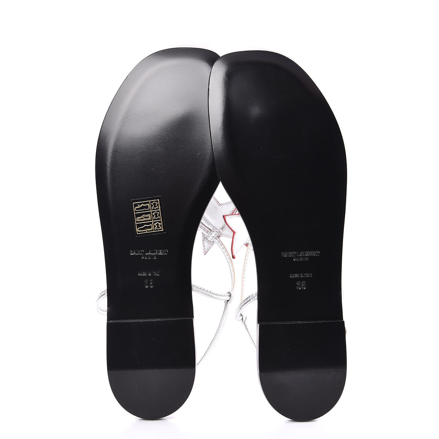 Saint Laurent Metallic Calfskin Nu Pieds Star 05 Thong Sandals 38 Silver 5 of 8