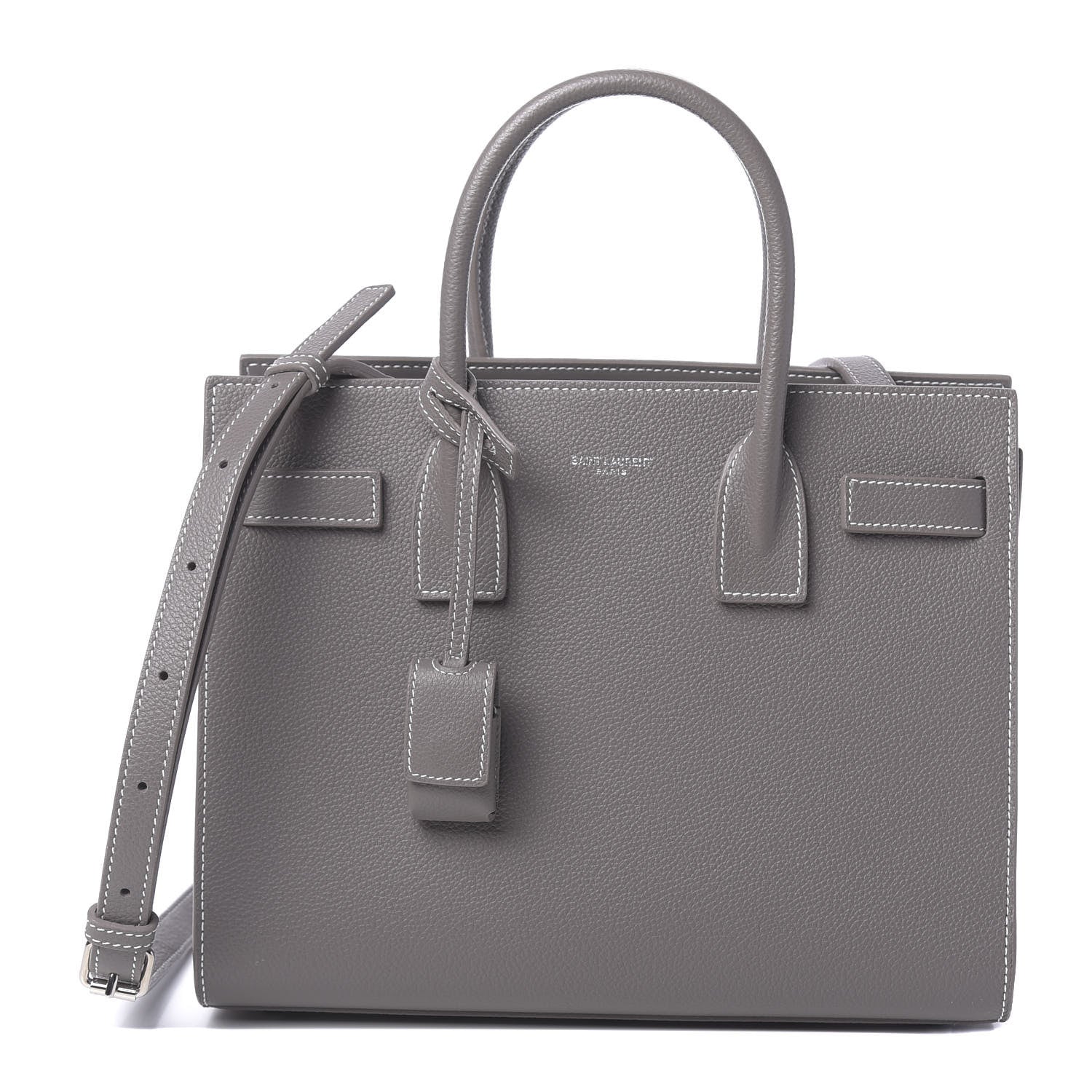 Saint Laurent Grained Calfskin Topstich Baby Sac De Jour Fog 1 of 9