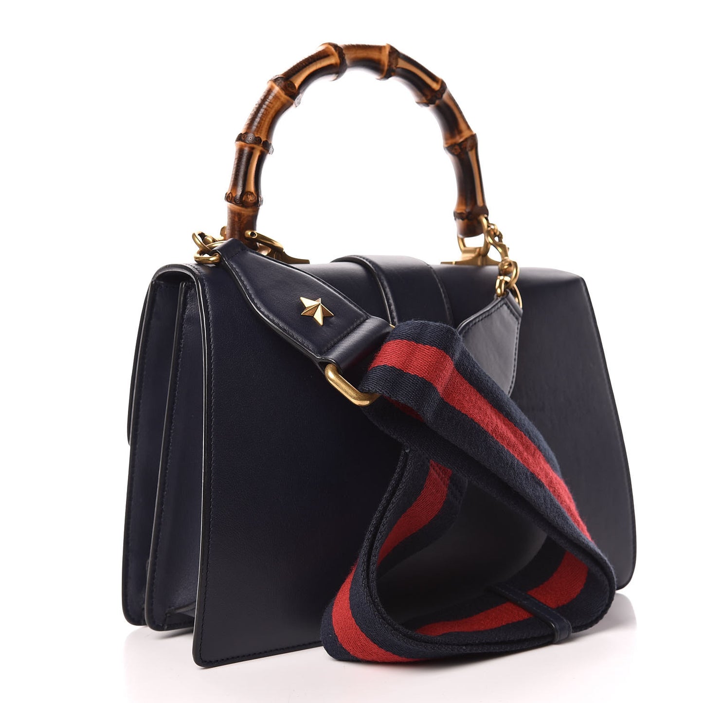 Moon Calfskin Bamboo Web Medium Dionysus Top Handle Bag Blue Emerald Hibiscus Red