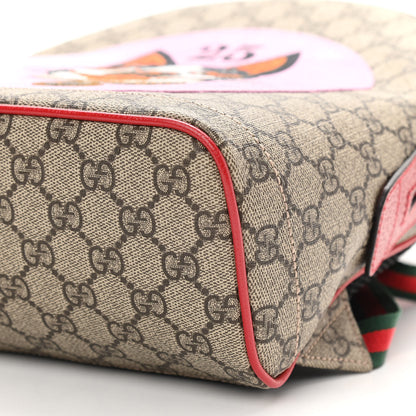 Gucci GG Supreme Monogram Web Bosco Patch Dome Backpack Beige Malva Hibiscus Red 10 of 10