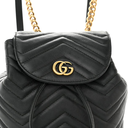 Gucci Calfskin Matelasse GG Marmont Flap Backpack Black 8 of 15