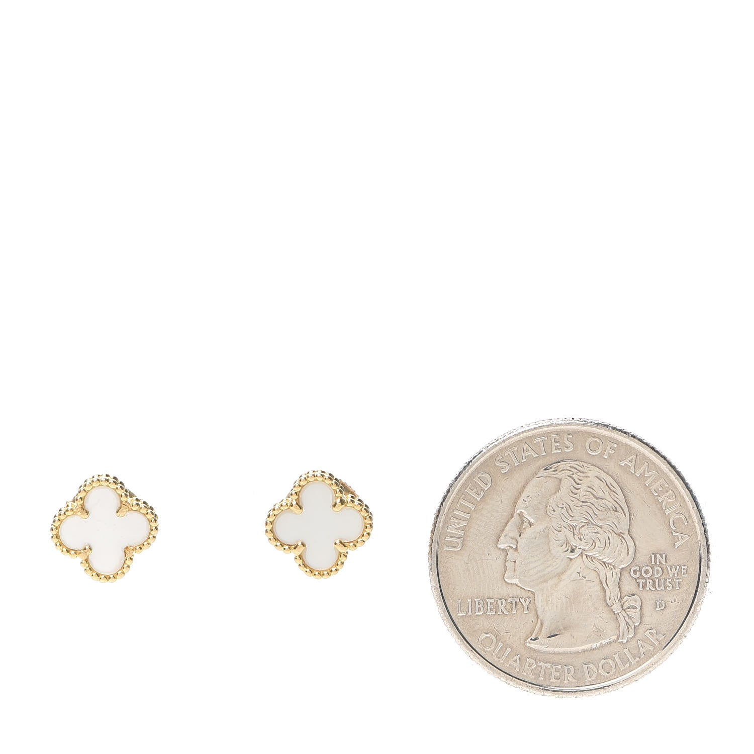 Van Cleef & Arpels 18K Yellow Gold Mother of Pearl Sweet Alhambra Earrings 2 of 6