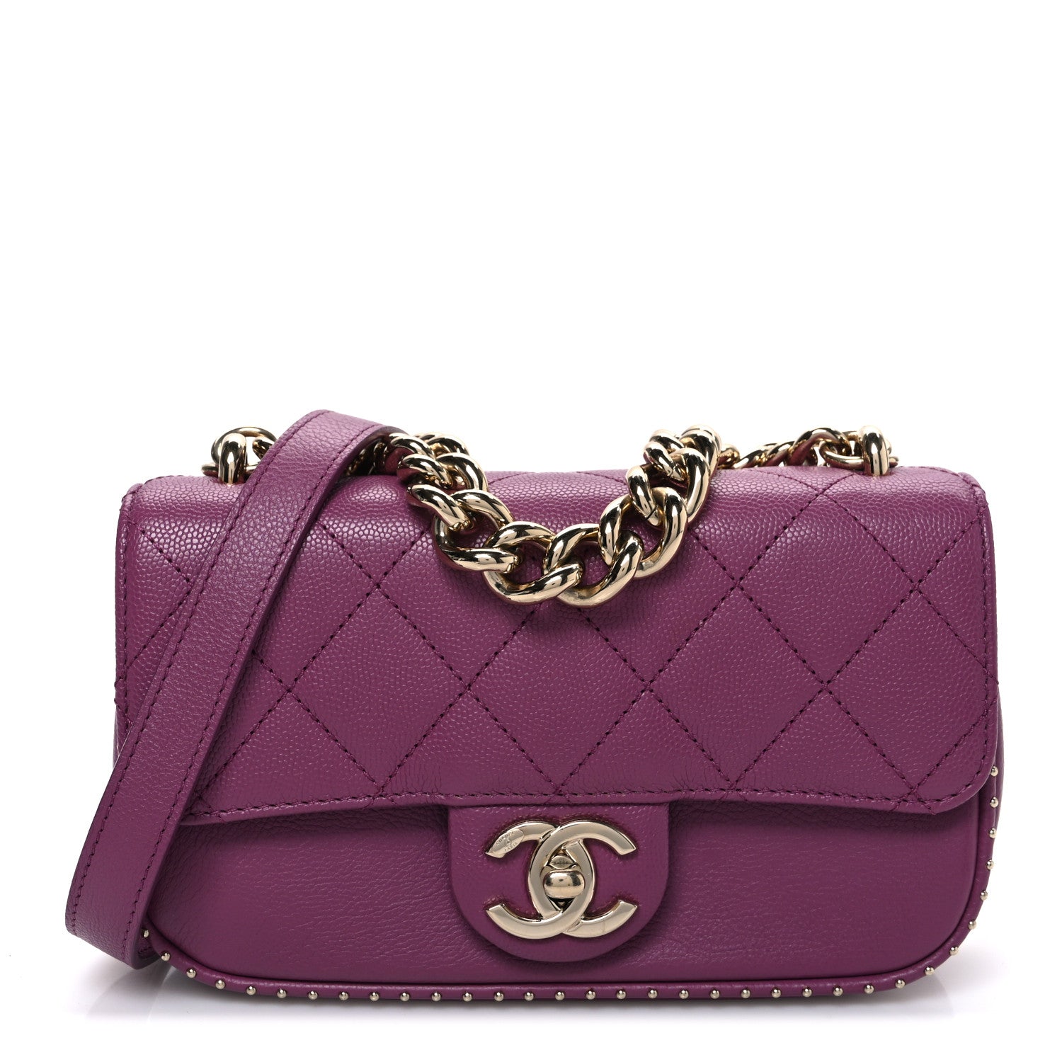Chanel Caviar Quilted Mini Studded Flap  Purple 1 of 10