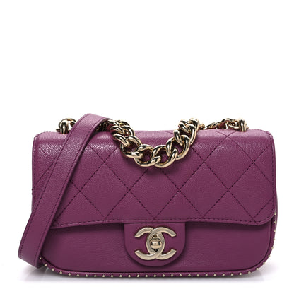 Chanel Caviar Quilted Mini Studded Flap  Purple 1 of 10