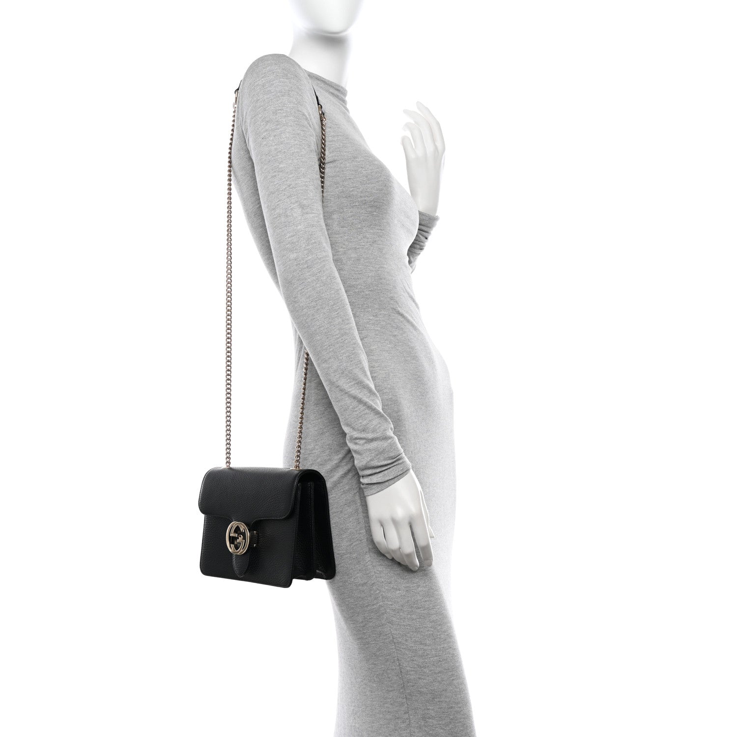 Gucci Dollar Calfskin Small Interlocking G Shoulder Bag Black 2 of 11