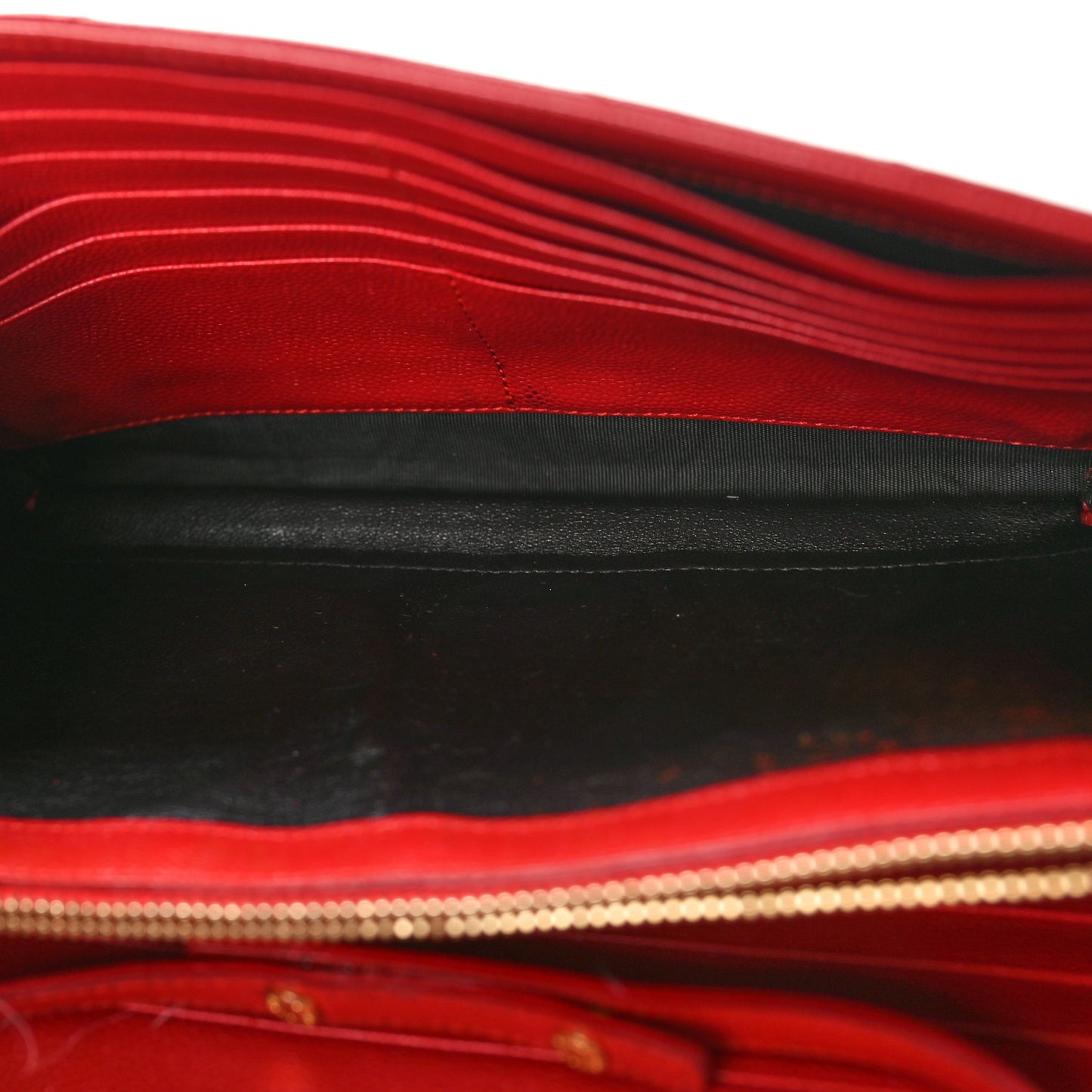 Grain De Poudre Matelasse Chevron Monogram Chain Wallet Red