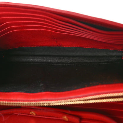 Saint Laurent Grain De Poudre Matelasse Chevron Monogram Chain Wallet Red 5 of 13
