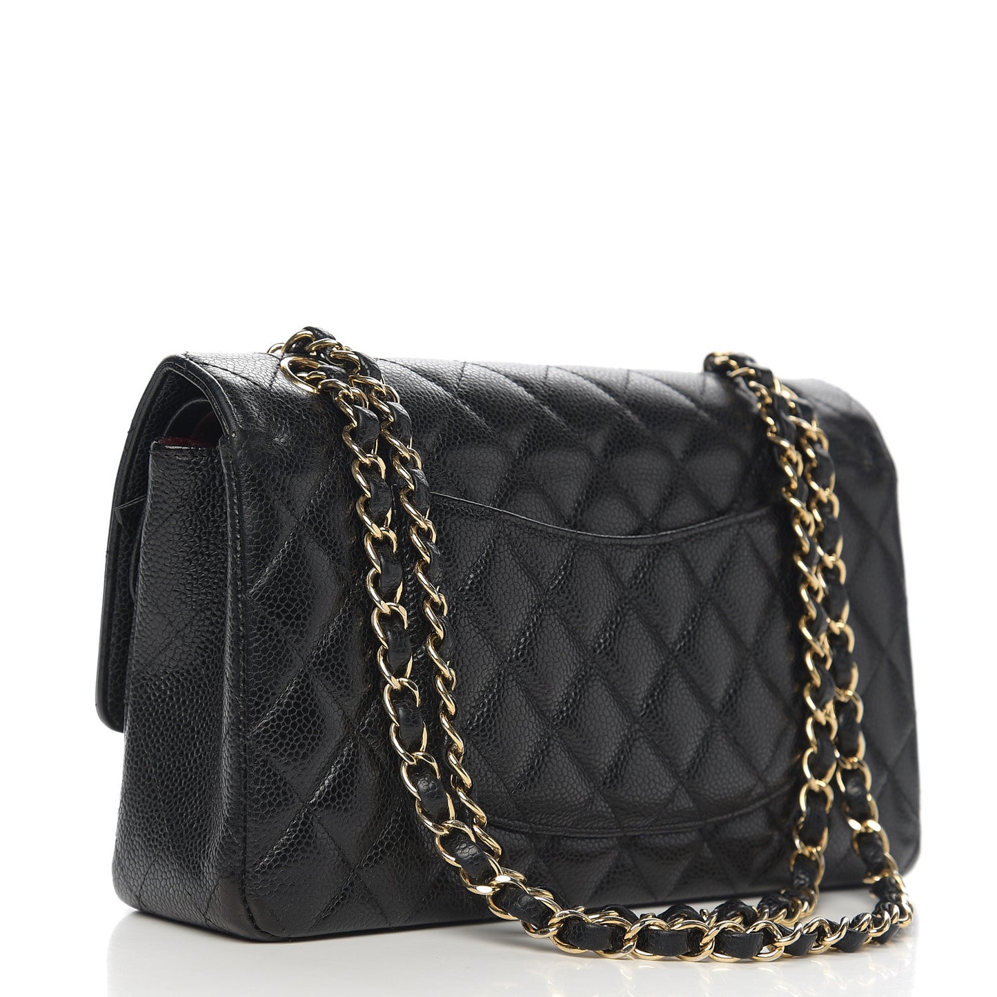 Caviar Quilted Medium Double Flap Black