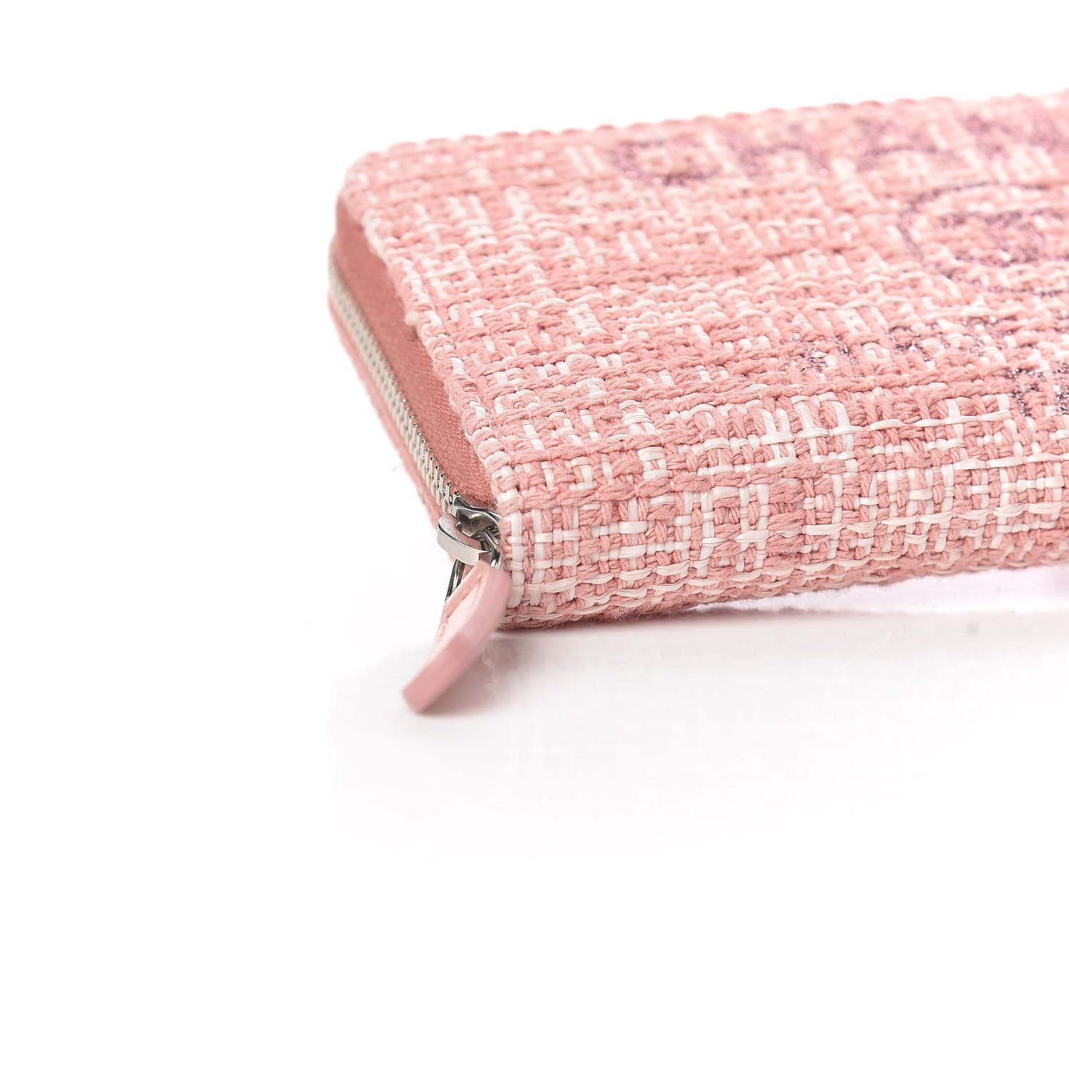 Chanel Lurex Canvas Deauville Medium Zip Around Wallet Pink 9 of 11