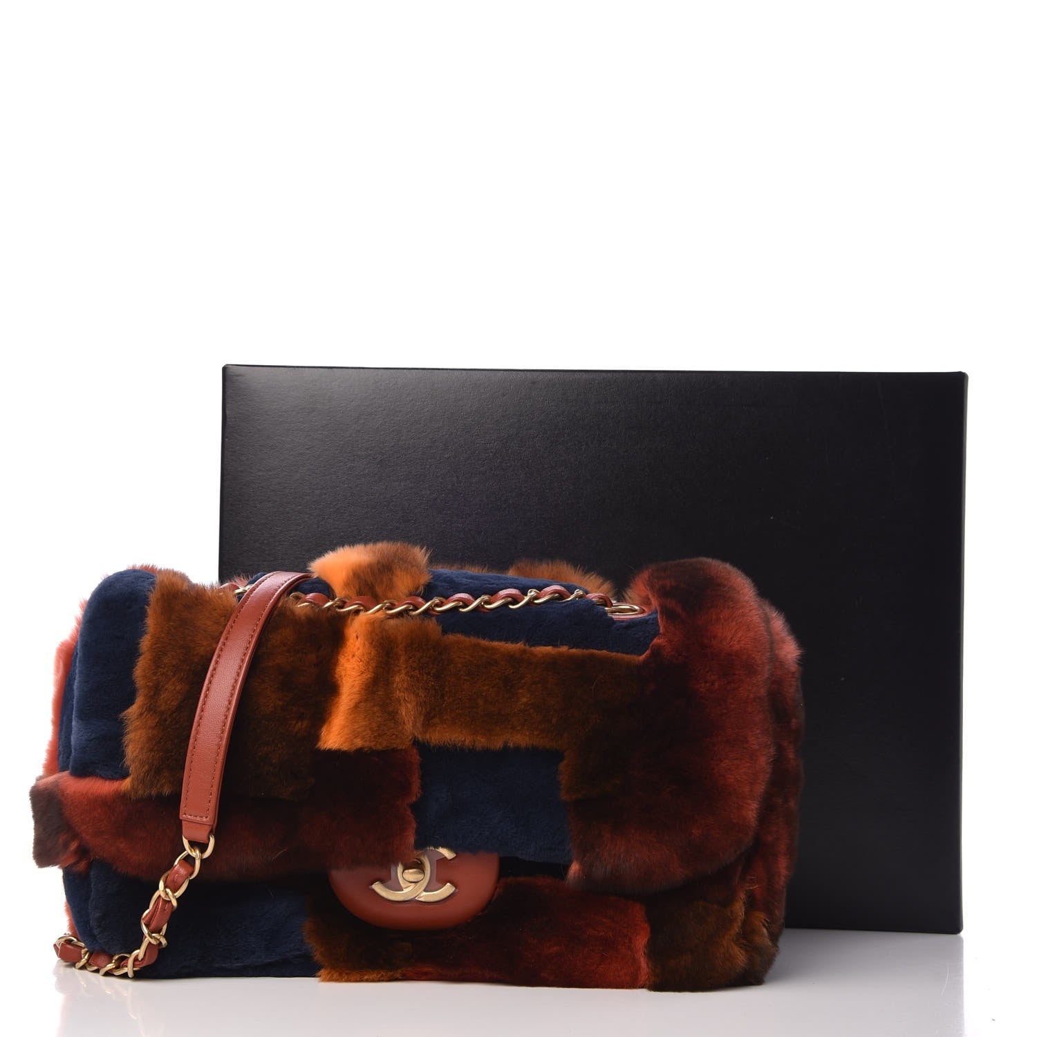 Chanel Orylag Lambskin Medium Flap Blue Orange 8 of 8
