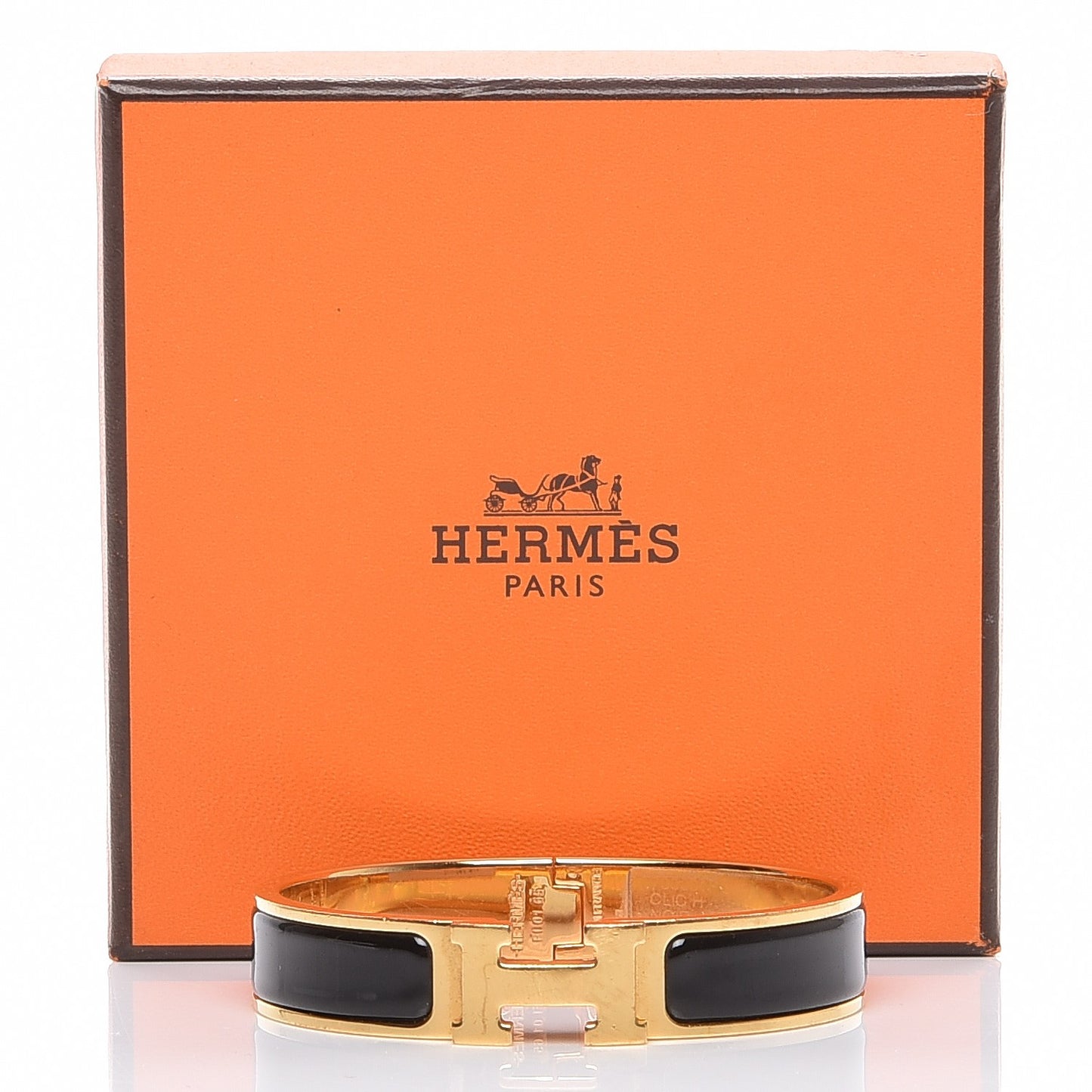 Enamel Narrow Clic Clac H Bracelet PM Black