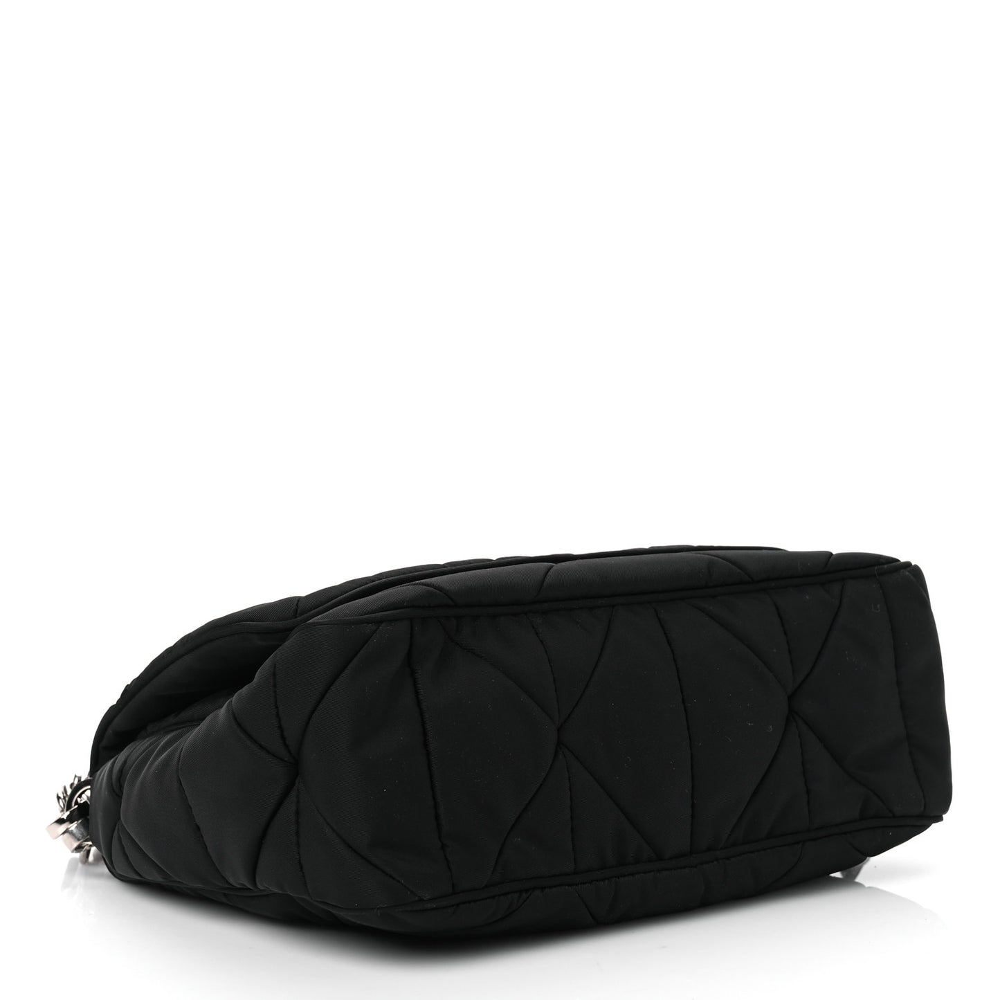 Re-Nylon Quilted Padded Flap Shoulder Bag Black