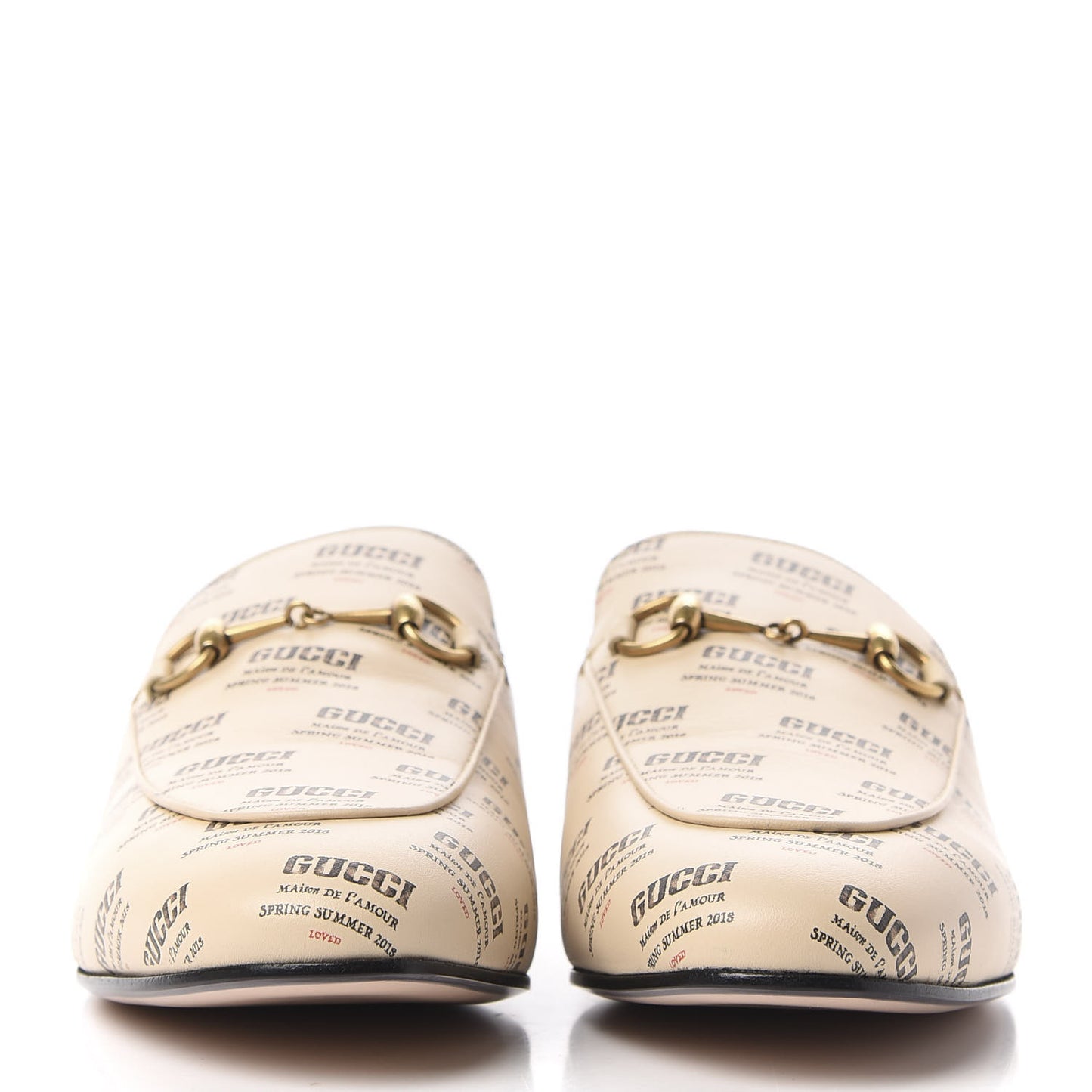 Calfskin Stamp Print Womens Princetown Slippers 40 Soy Black