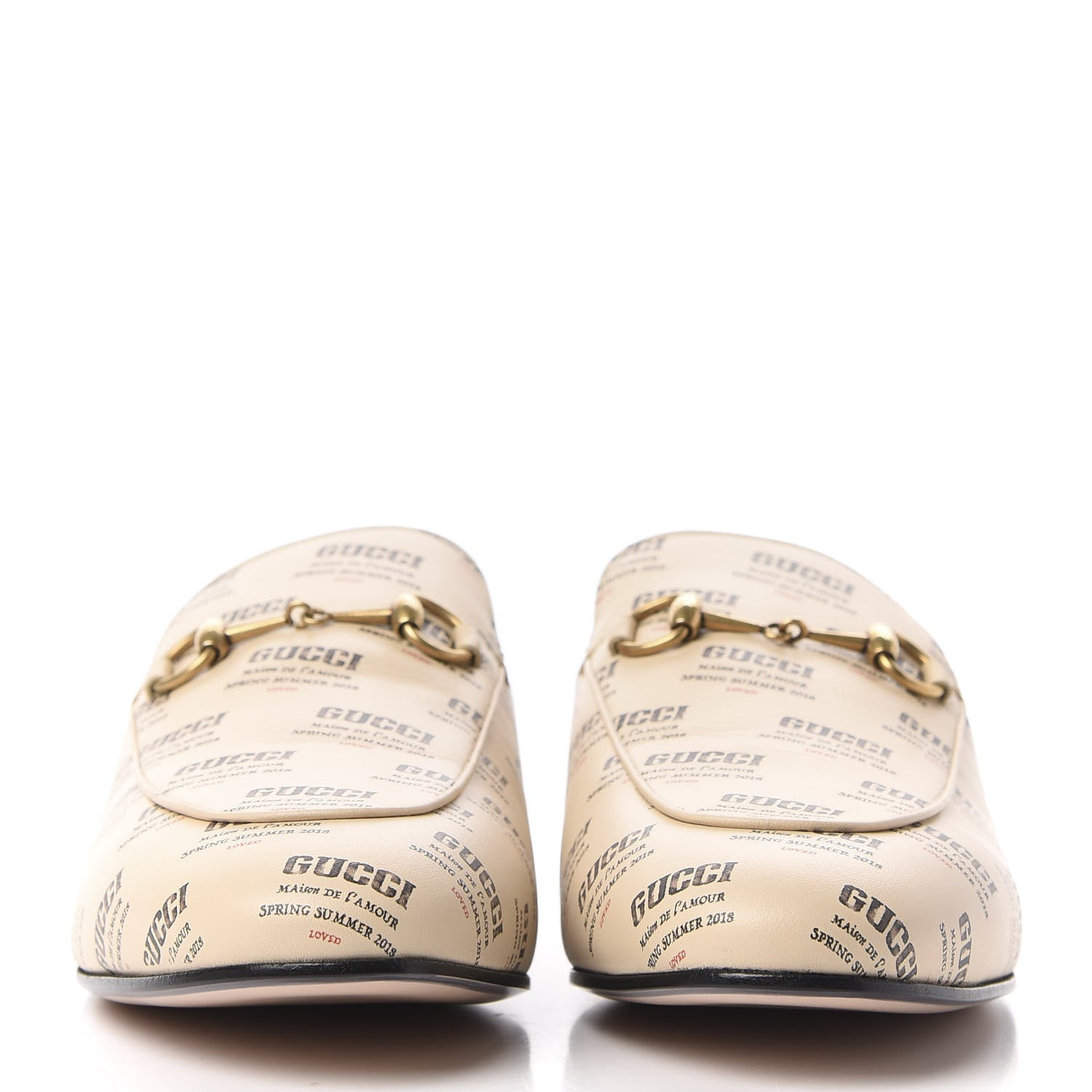 Gucci Calfskin Stamp Print Womens Princetown Slippers 40 Soy Black 2 of 11