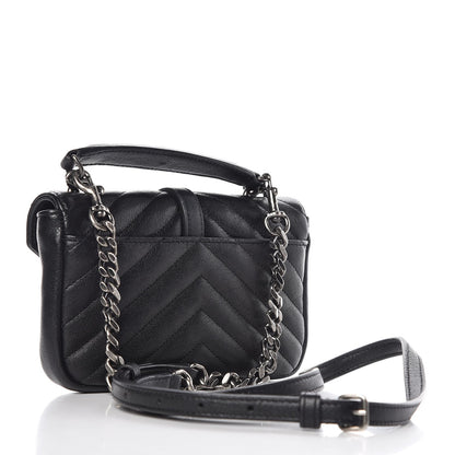 Saint Laurent Sheepskin Matelasse Chevron Monogram College Chain Wallet Black 3 of 8