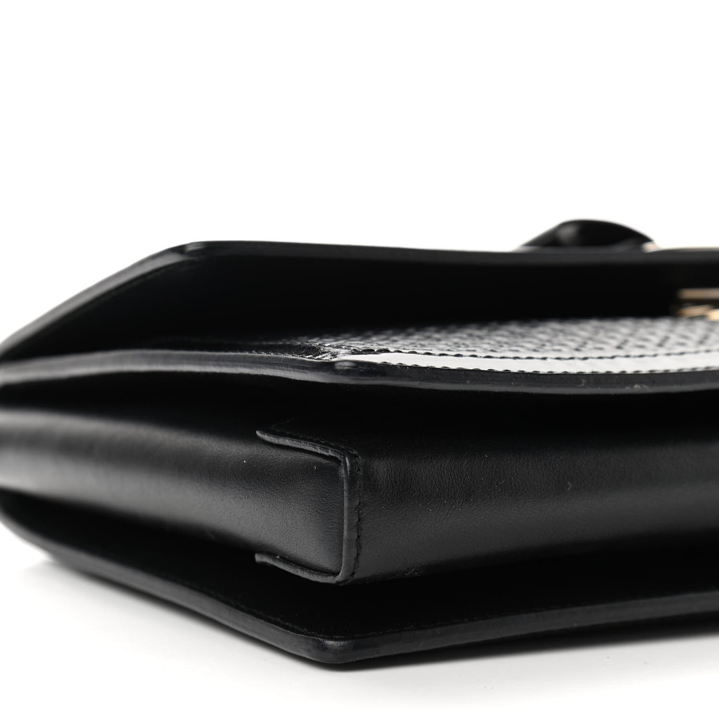 Perforated Calfskin Patent Ginny Bow Crossbody Bag Black