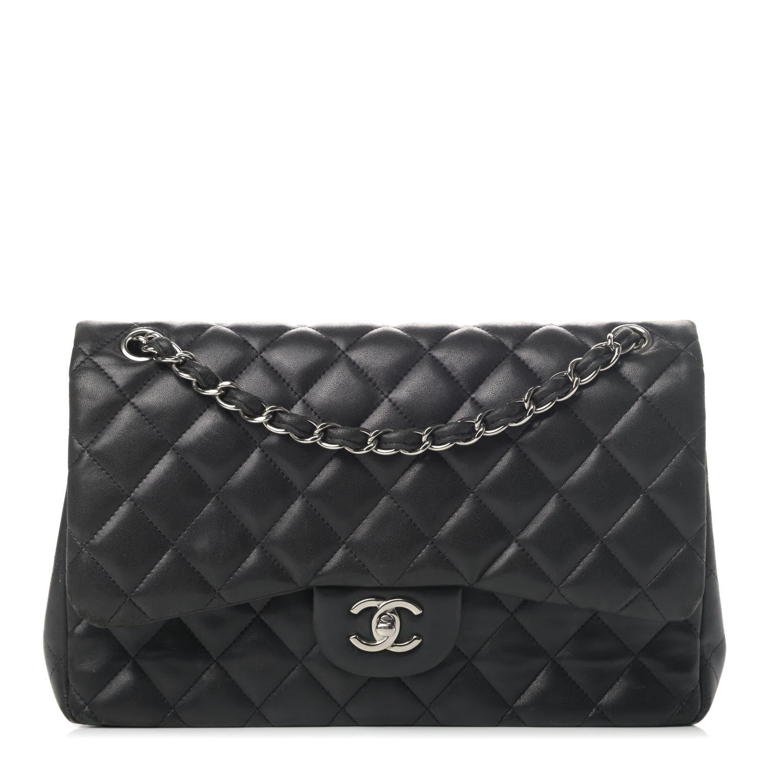 Chanel Lambskin Quilted Jumbo Double Flap Black 1 of 6