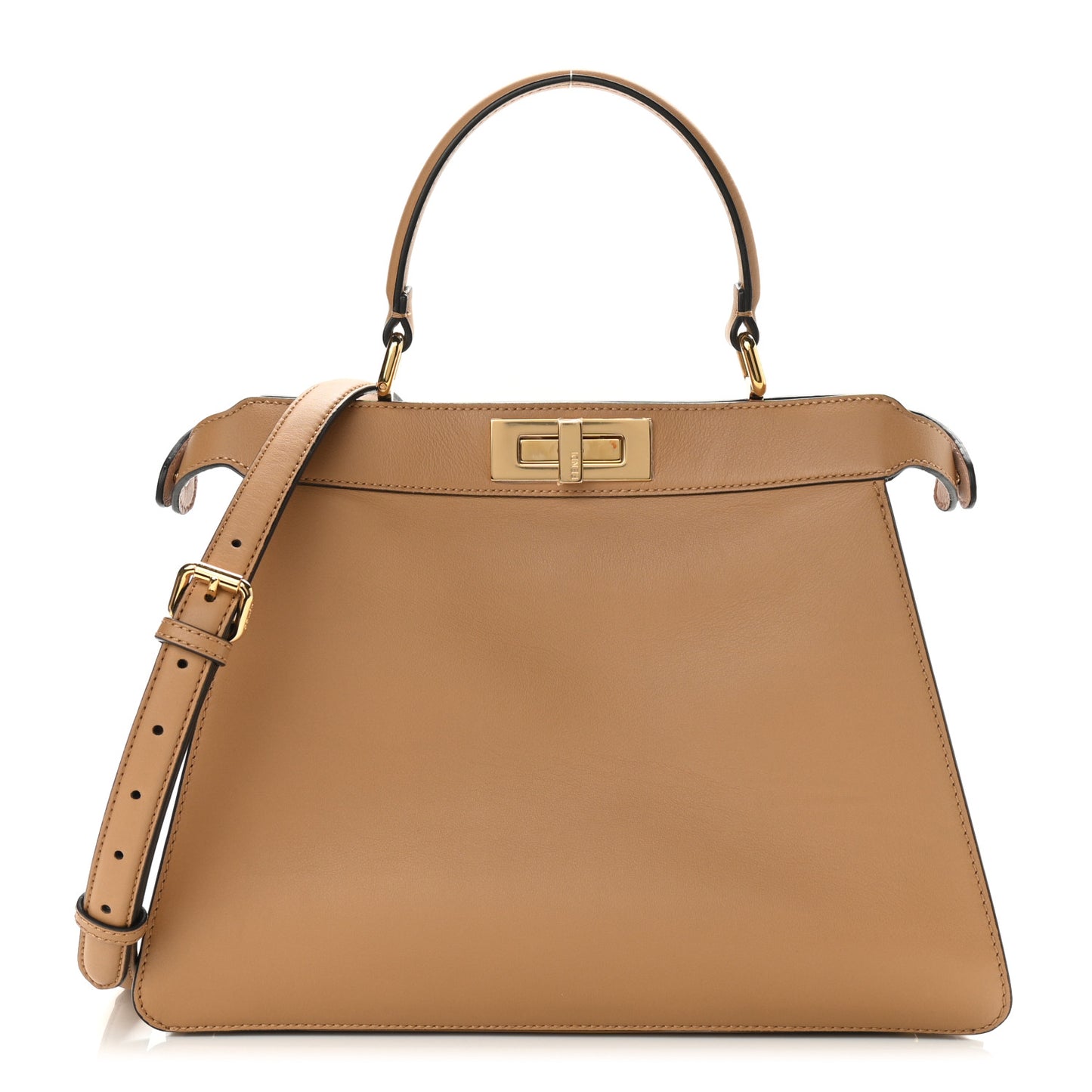 Vitello Seta Shiny Nappa Medium Peekaboo I SEE U Satchel Miele Scuro Light Rose