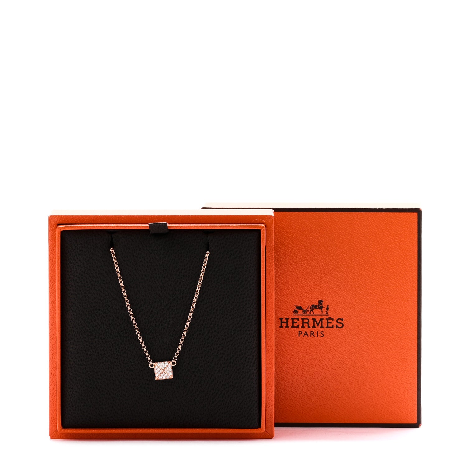 Hermes 18K Rose Gold Diamond Clou d'H Pendant Necklace 6 of 6