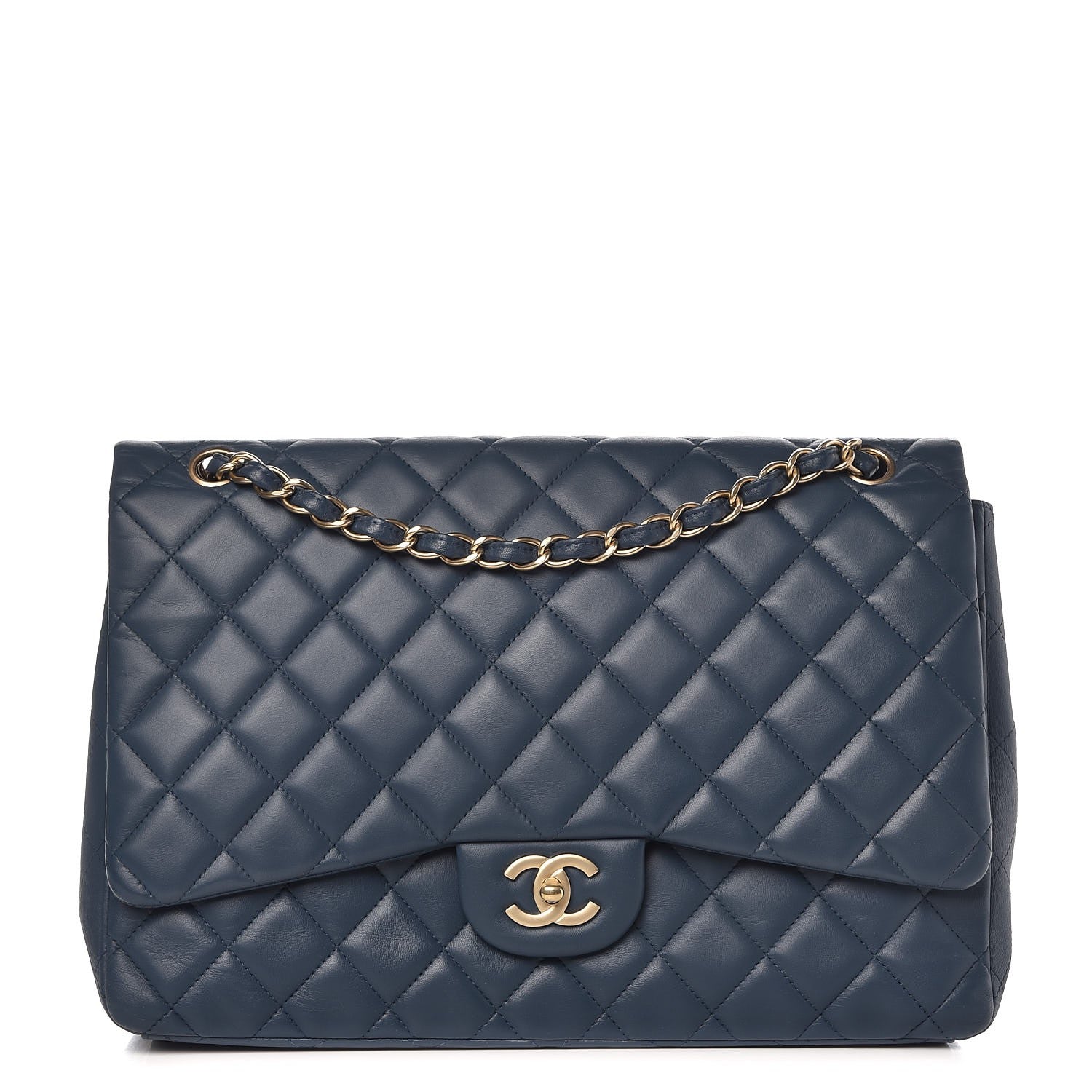 Chanel Lambskin Quilted Maxi Single Flap Blue 1 of 9