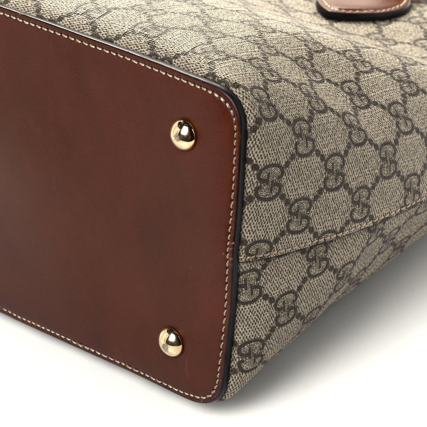 GG Supreme Monogram Linea A Foldover Tote Brown
