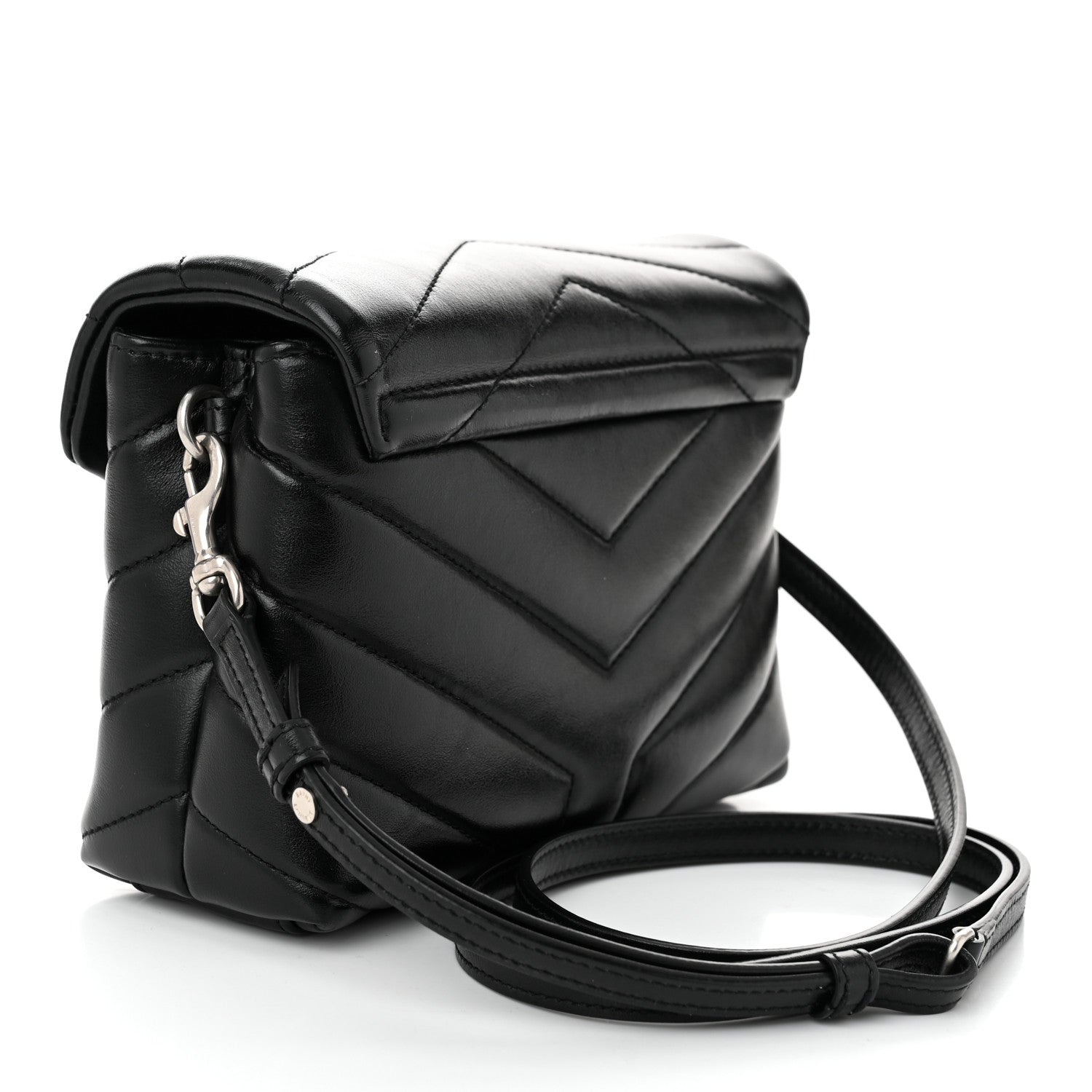 Saint Laurent Calfskin Y Quilted Monogram Toy Loulou Crossbody Bag Black 3 of 10