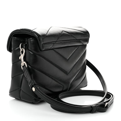 Saint Laurent Calfskin Y Quilted Monogram Toy Loulou Crossbody Bag Black 3 of 10