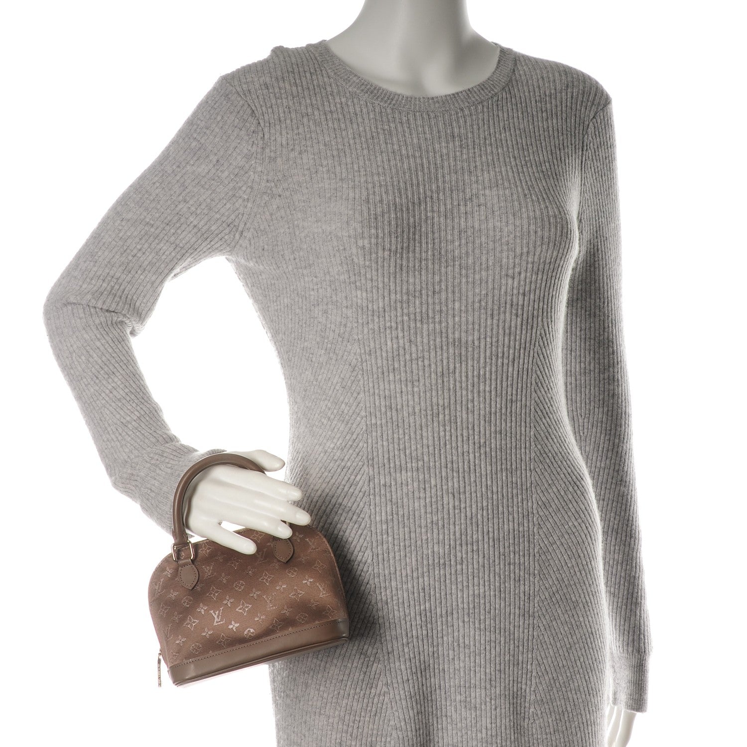 Louis Vuitton Satin Monogram Little Alma Taupe 2 of 6
