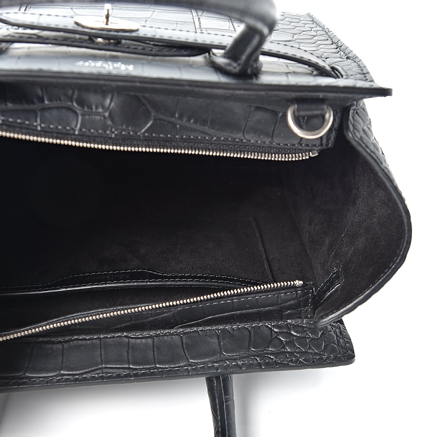Crocodile Embossed Mini Zipped Bayswater Black