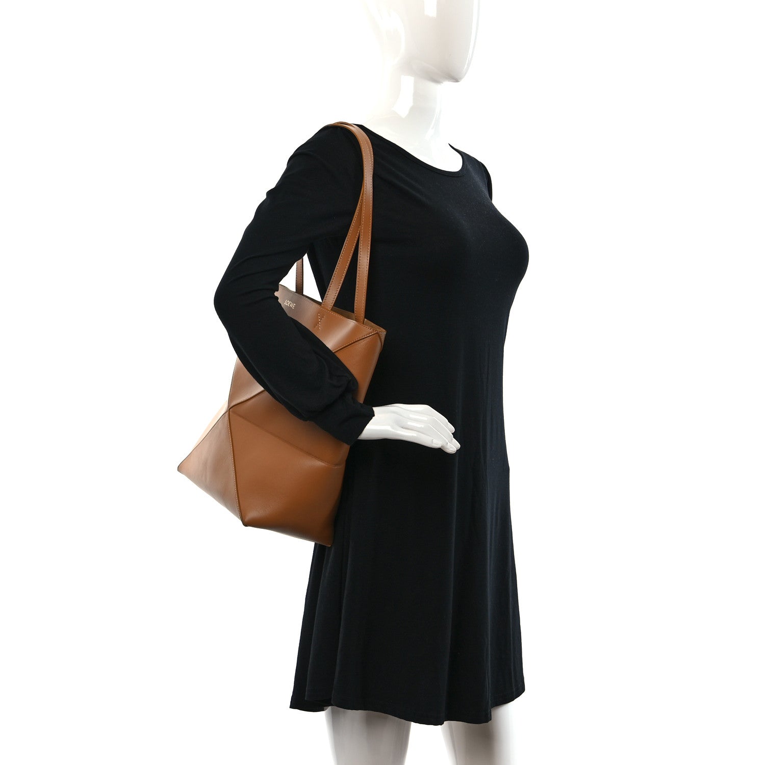 Loewe Shiny Calfskin Medium Puzzle Fold Tote Warm Desert 3 of 8