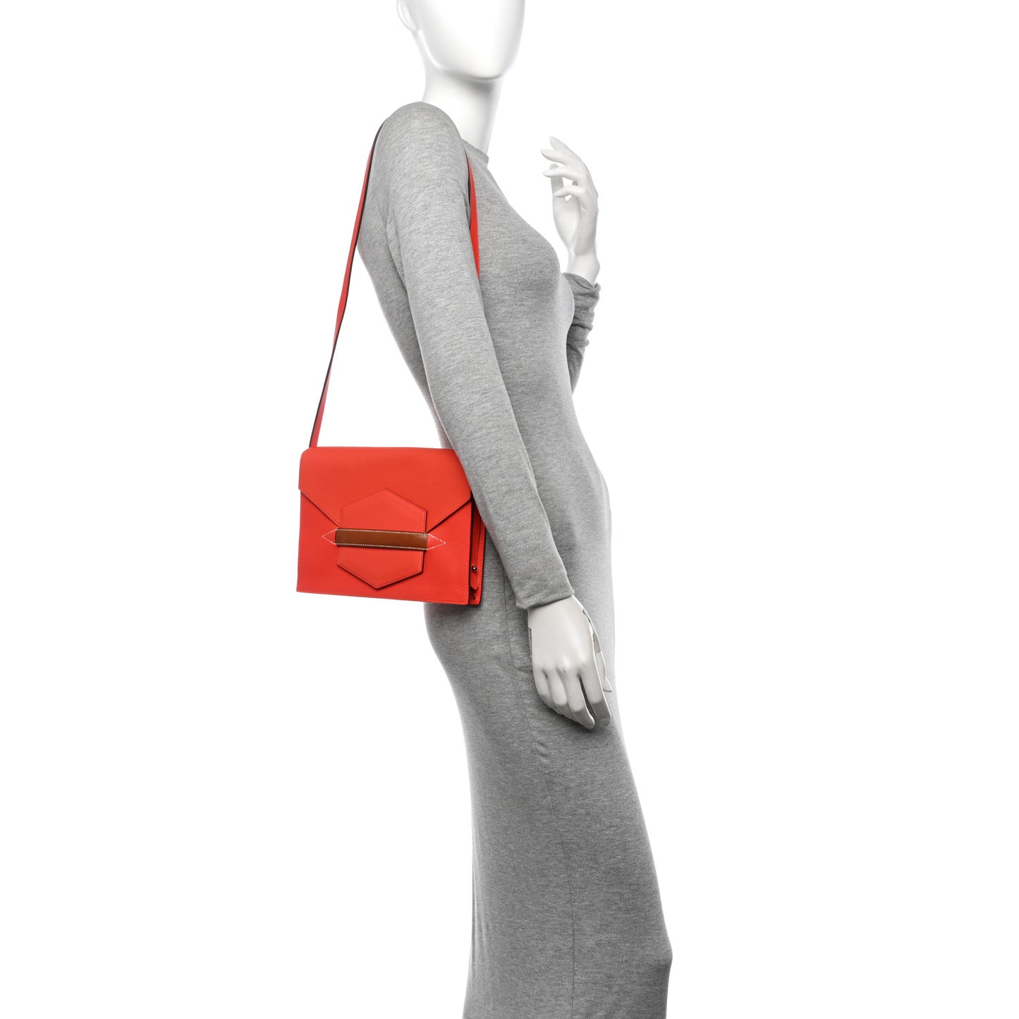 Epsom Evercolor Tadelakt Barenia Faco II Clutch Orange Poppy Fauve