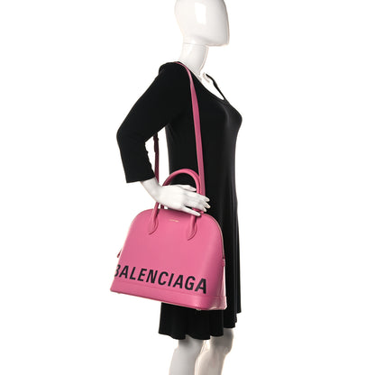 Balenciaga Signature Grained Calfskin Logo M Ville Top Handle Bag Rose Bubblegum Black 2 of 12