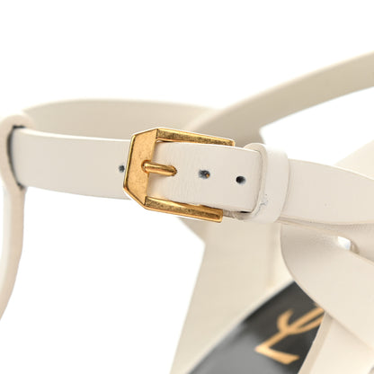 Saint Laurent Calfskin Tribute 75 Platform Sandals 38 White 10 of 11