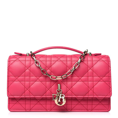 Christian Dior Lambskin Cannage Mini My Dior Top Handle Clutch Dark Pink 1 of 11