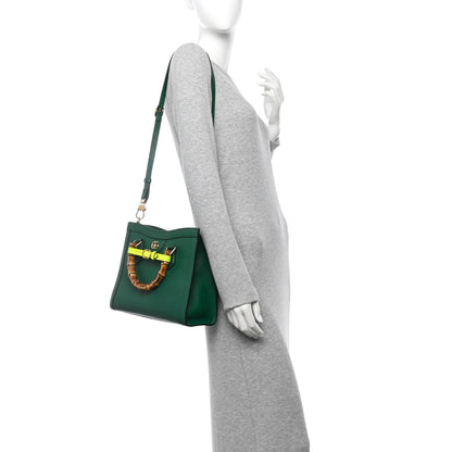 Gucci Wonka Grain Calfskin Small Diana Tote Bag Green Yellow Fluo 2 of 16