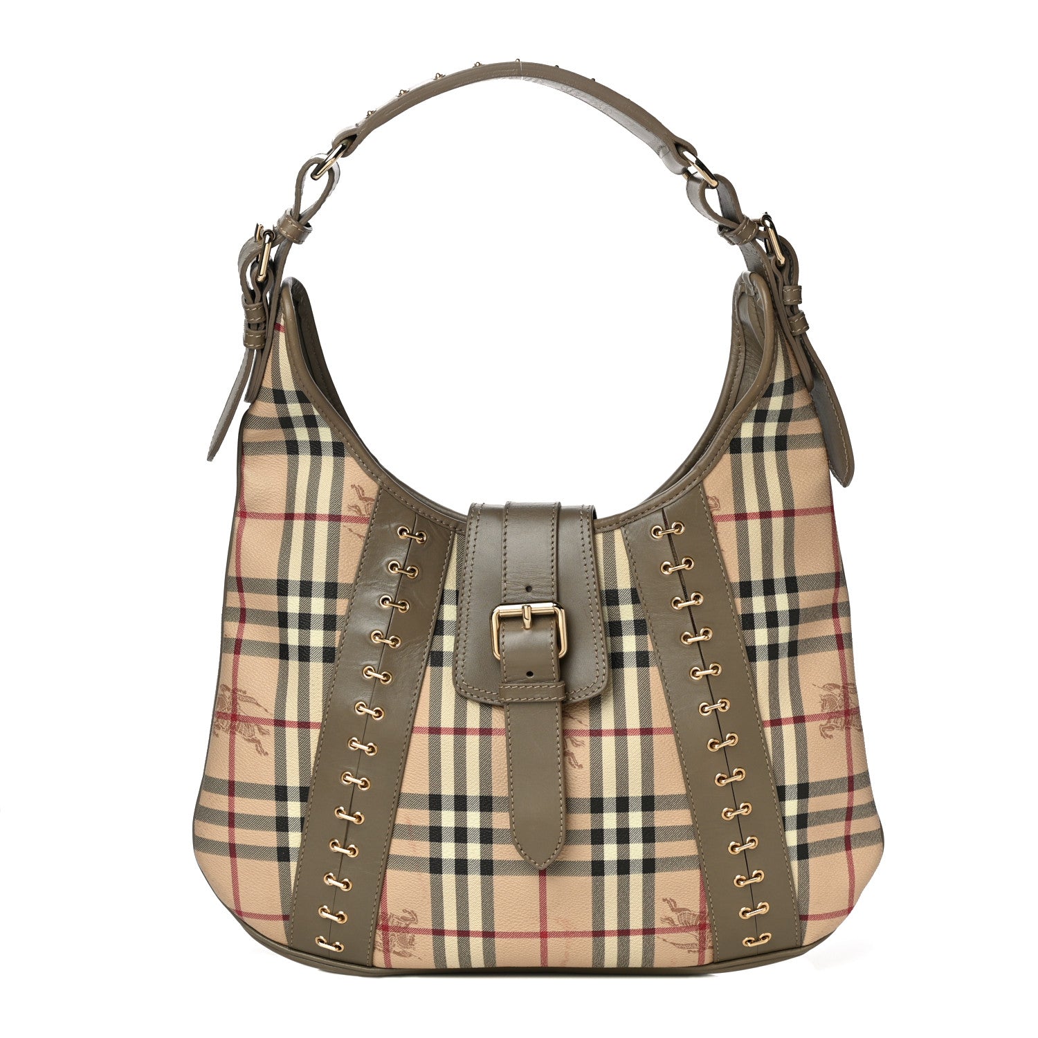 Burberry Haymarket Metal Stitch Check Brooke Hobo Bag Green 1 of 12