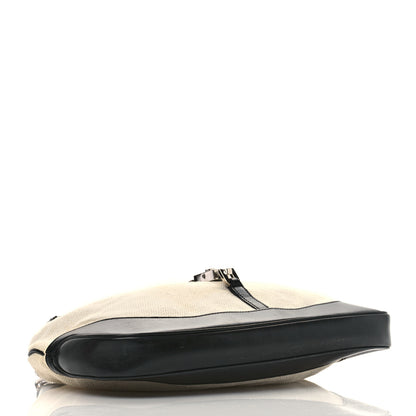 Gucci Canvas Calfskin Jackie O Hobo Black Tan 4 of 12