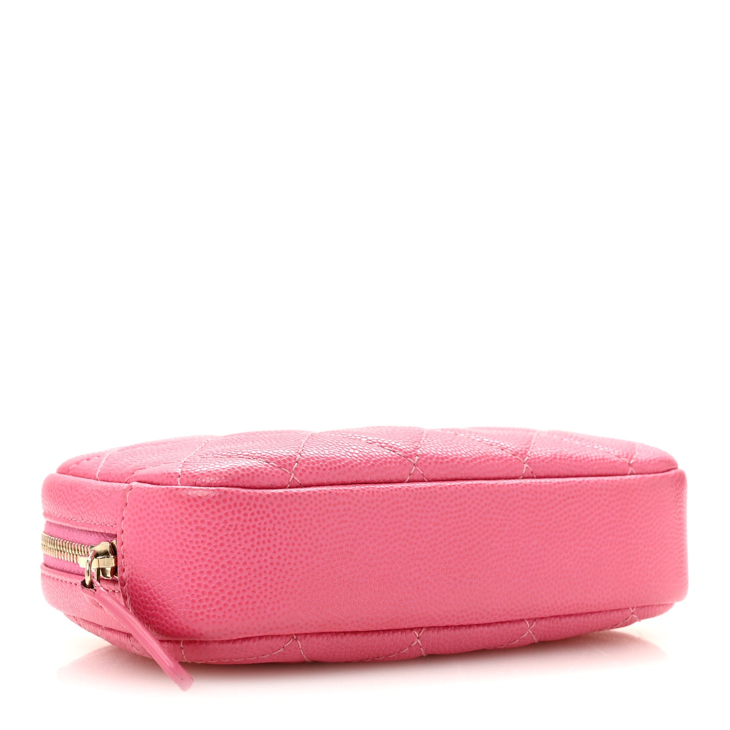 Caviar Quilted Small Curvy Pouch Cosmetic Case Pink