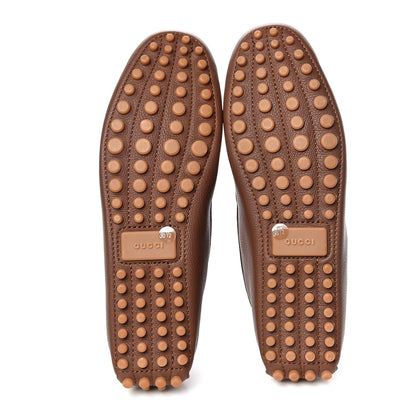Gucci Hebron Calfskin Womens Bamboo Tassel Driver Loafers 39 New Oak 5 of 10