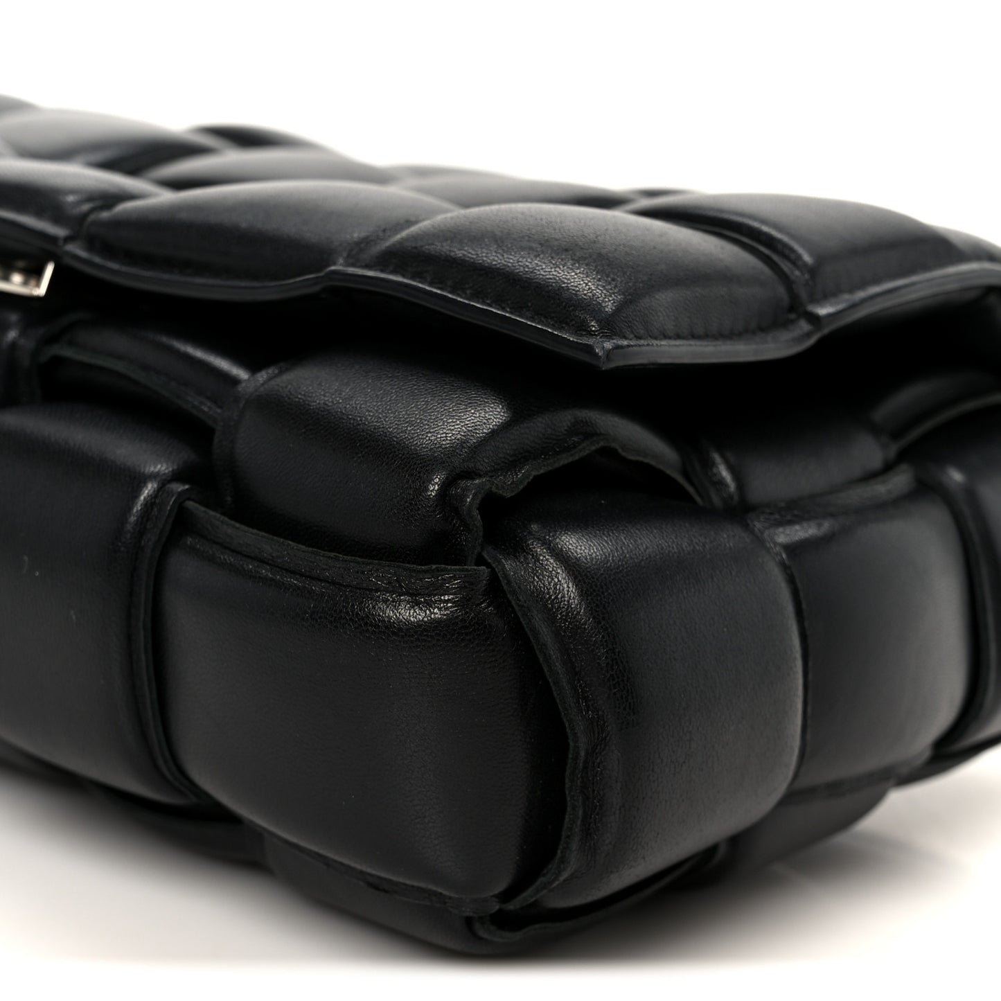 Nappa Maxi Intreccio Padded Cassette Crossbody Bag Black