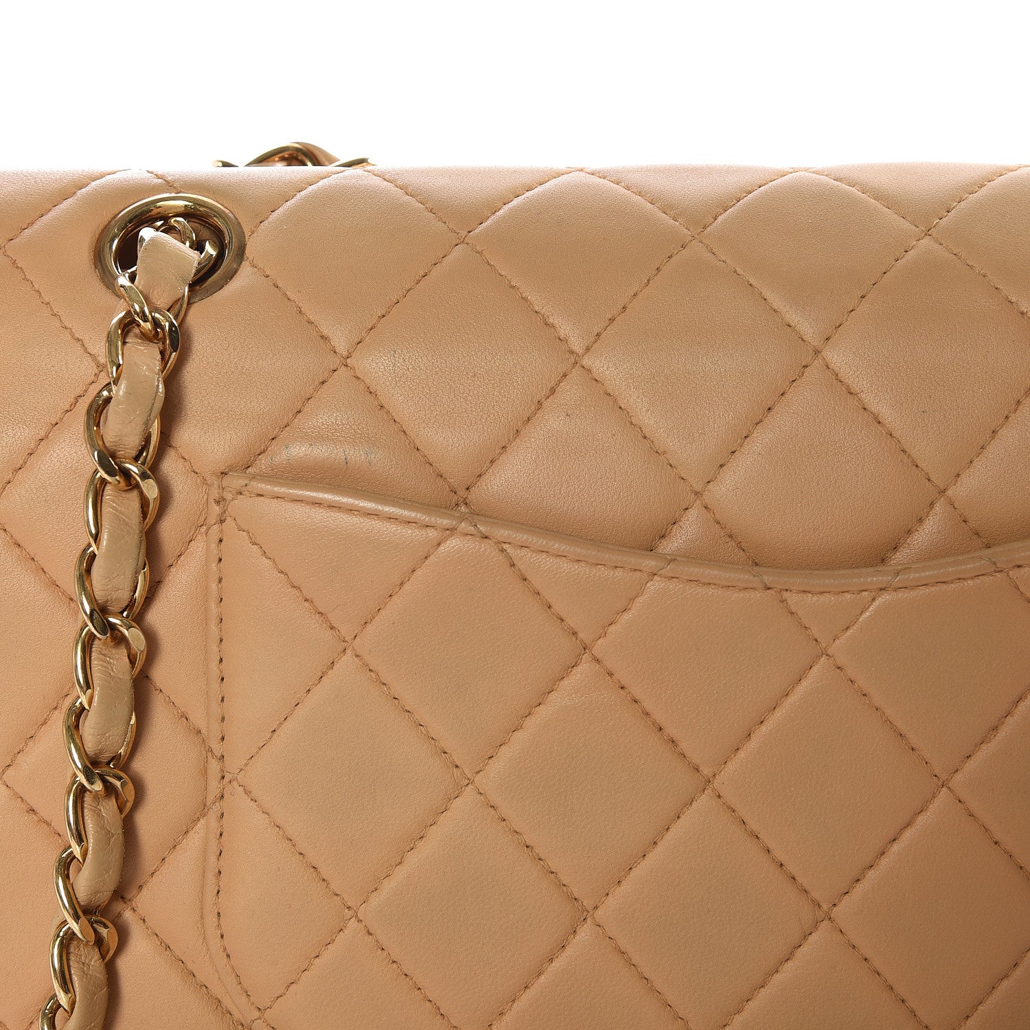 Chanel Lambskin Quilted Medium Double Flap Beige 11 of 14