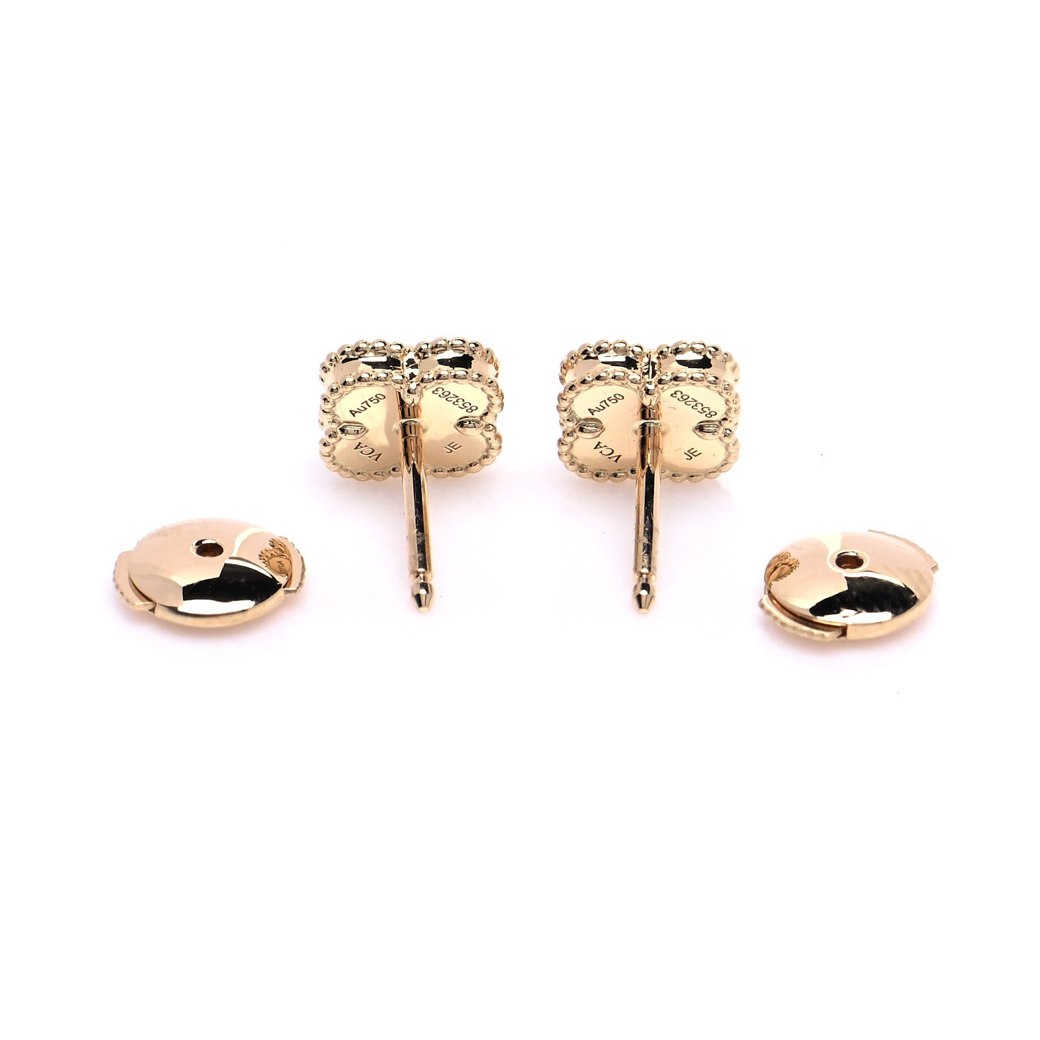 Van Cleef & Arpels 18K Yellow Gold Black Onyx Sweet Alhambra Earrings 4 of 7