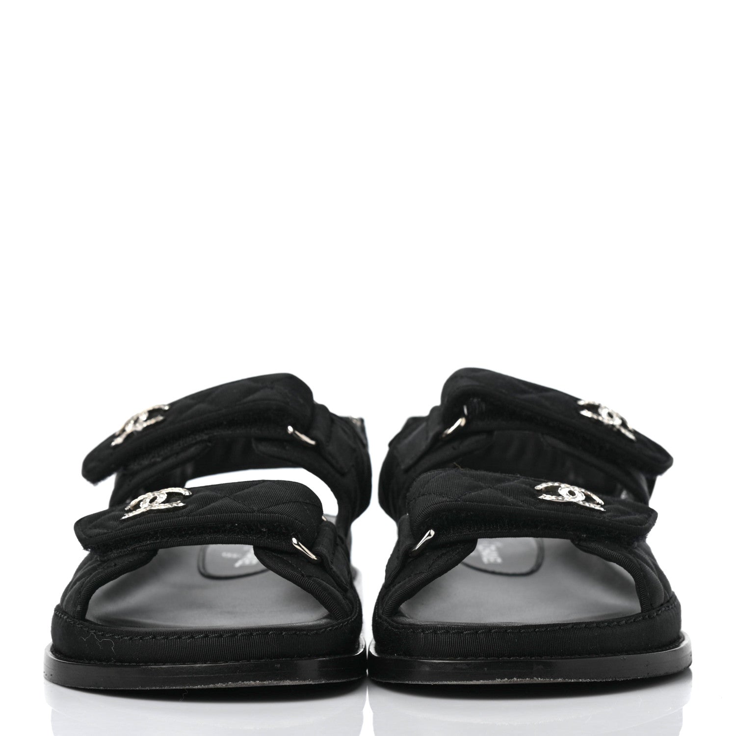 Chanel Fabric Velcro Dad Sandals 40 Black 2 of 9