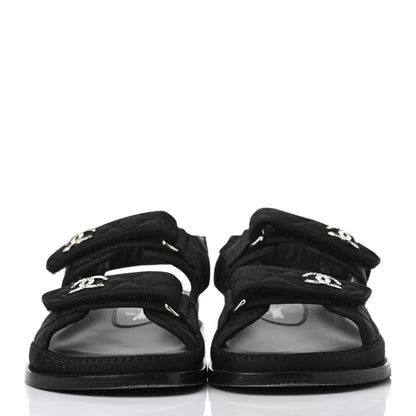 Chanel Fabric Velcro Dad Sandals 40 Black 2 of 9