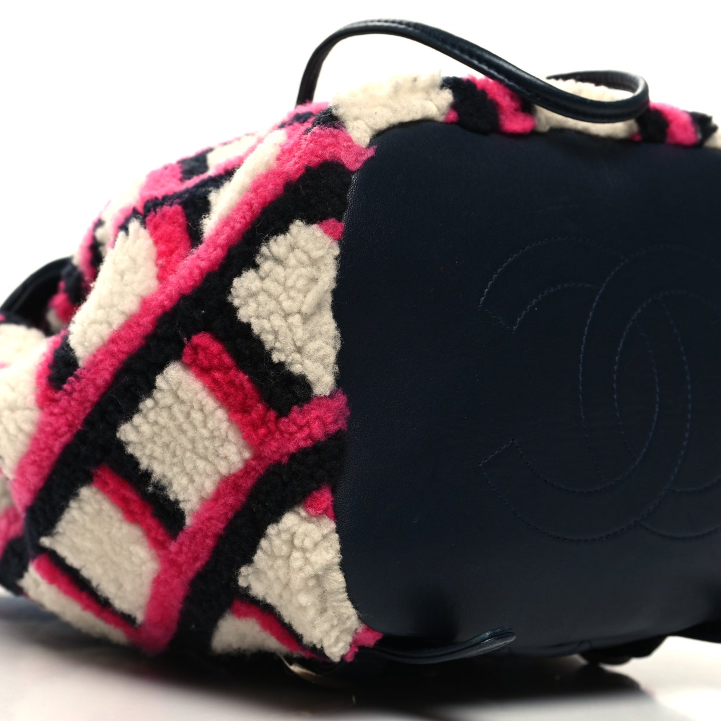 Lambskin Shearling Small Urban Spirit Backpack White Fuchsia Navy
